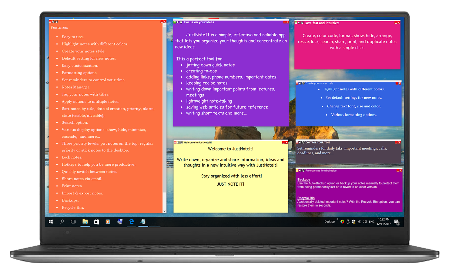 Sticky Notes Organizer for Windows - JustNoteIt