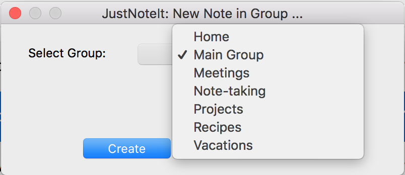 Choose note group